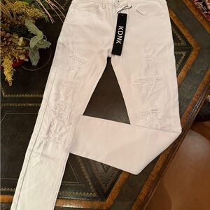 KDNK White Distressed Skinny Jeans Size 30 NWT